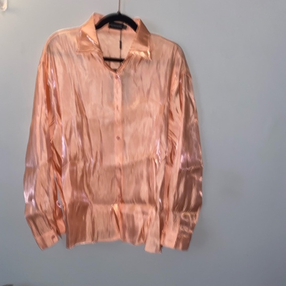 PrettyLittleThing Apricot High Shine Satin Set - Picture 13 of 14